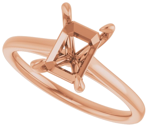 14K Rose  8x6 mm Emerald Solitaire Engagement Ring Mounting (5)