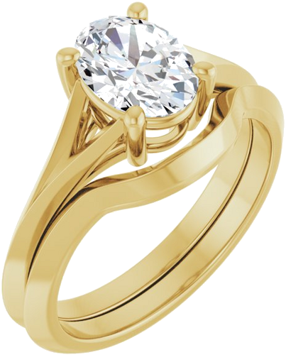 Sužadėtuvių Žiedas „Solitaire Split Shank“ 14k yellow gold Oval 8mm x 6mm (6)