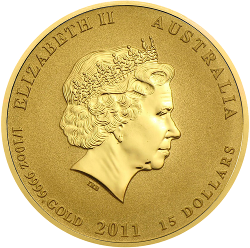 1/10 oz Година на Заека 2011 (LUNAR II) Австралия златна монета (2)
