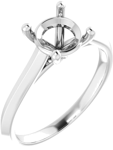 14K White 7.4 mm Round Solitaire Engagement Ring Mounting (1)