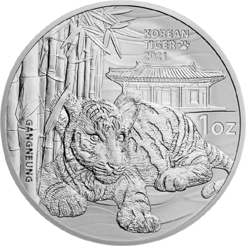 1 oz Korejas tīģeris 2021 sudraba monēta (1)