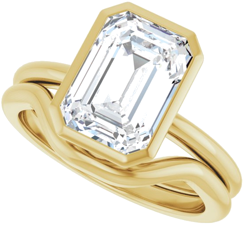 Sužadėtuvių Žiedas „Bezel-Set“ 14k yellow gold Emerald 10mm x 7mm (10)