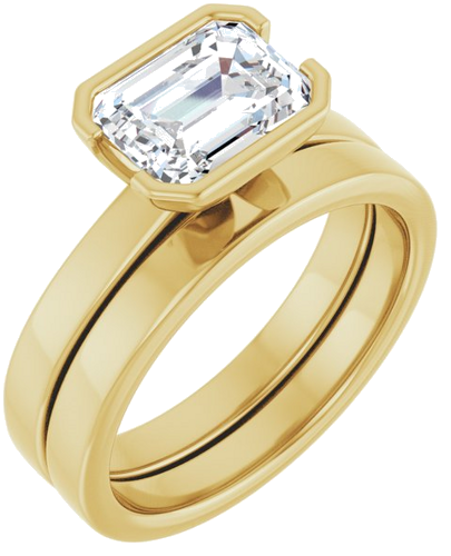 Sužadėtuvių Žiedas „Half-Bezel Solitaire“ 14k yellow gold Emerald 8mm x 6mm (6)