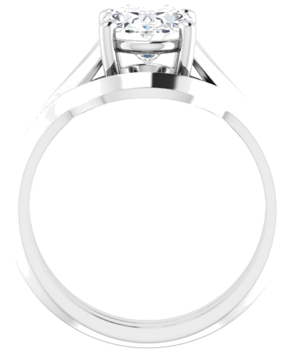 Sužadėtuvių Žiedas „Solitaire Split Shank“ 10k white gold Oval 9mm x 7mm (7)