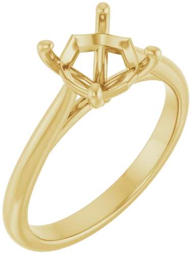 14K Yellow 7 mm Cushion Solitaire Engagement Ring Mounting (1)