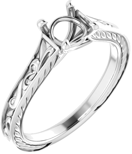 Sužadėtuvių Žiedas „Solitaire Scroll“ 14k white gold Round 5.8mm (1)