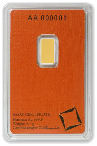 0,5 g Investīciju zelta stienis Valcambi (3)