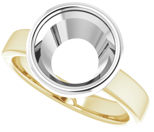 14K Yellow White 9.4 mm Round Solitaire Engagement Ring Mounting (5)