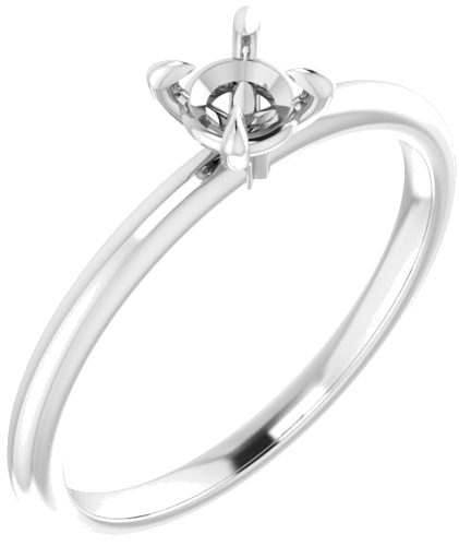 14K White  4.4 mm Round Solitaire Engagement Ring Mounting (1)