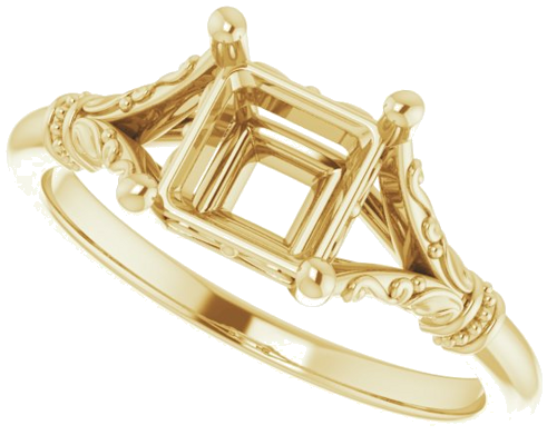 Sužadėtuvių Žiedas „Sculptural“ 14k yellow gold Square 6mm (5)