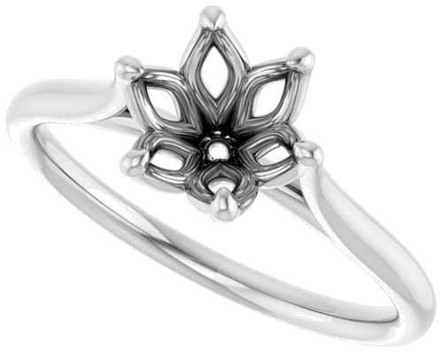 18K White 7 mm Round Engagement Ring Mounting (5)