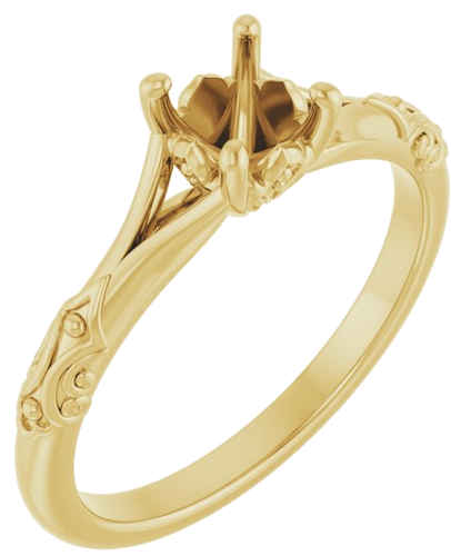 Sužadėtuvių Žiedas „Solitaire Split Shank“ 585 Geltonojo Aukso Round 5.2mm (1)