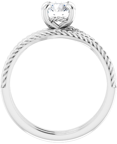 14K White 6.5 mm Round Solitaire Rope Engagement Ring Mounting (7)