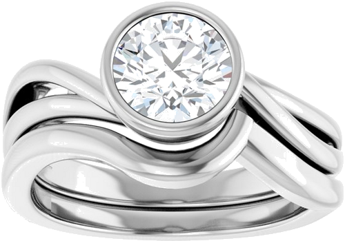 Sužadėtuvių Žiedas „Bezel-Set“ 14k white gold Round 6.5mm (8)