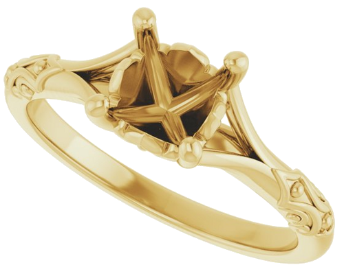 Sužadėtuvių Žiedas „Solitaire Split Shank“ 585 Geltonojo Aukso Round 6.5mm (5)