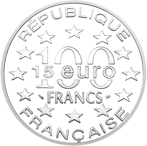 100 франка Скалата Кашел 1997 Франция сребърна монета (2)