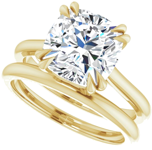 Sužadėtuvių Žiedas „Double Claw-Prong“ 14k yellow gold Cushion 9mm (10)