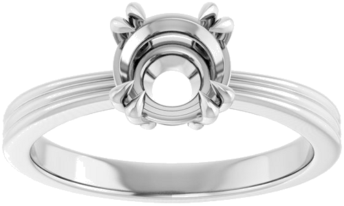 14K White 6.5 mm Round Solitaire Engagement Ring Mounting (2)