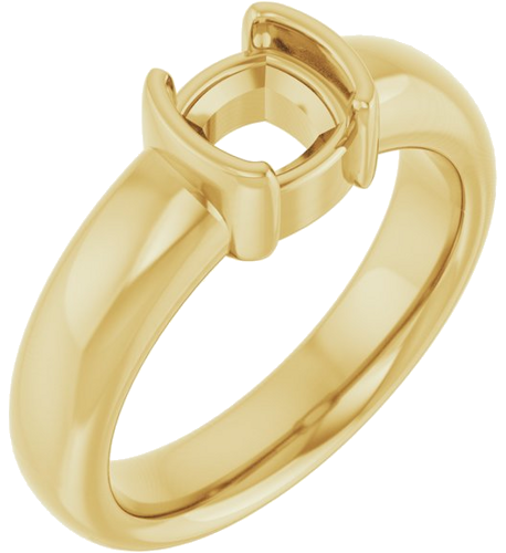 Sužadėtuvių Žiedas „Half-Bezel Solitaire“ 14k yellow gold Cushion 6mm (1)