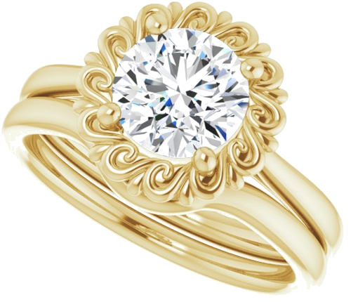 Sužadėtuvių Žiedas „Solitaire“ 10k yellow gold Round 7mm (10)