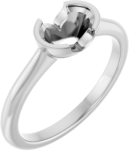 Sužadėtuvių Žiedas „Half-Bezel Solitaire“ 14k white gold Oval 7mm x 5mm (1)