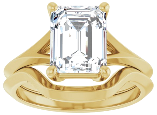 Sužadėtuvių Žiedas „Solitaire Split Shank“ 14k yellow gold Emerald 9mm x 7mm (8)