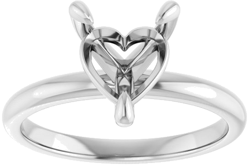 Sužadėtuvių Žiedas „Solitaire“ 14k white gold Heart 8mm (3)