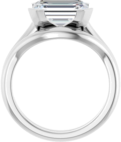 Sužadėtuvių Žiedas „Half-Bezel Solitaire“ 10k white gold Emerald 10mm x 8mm (7)
