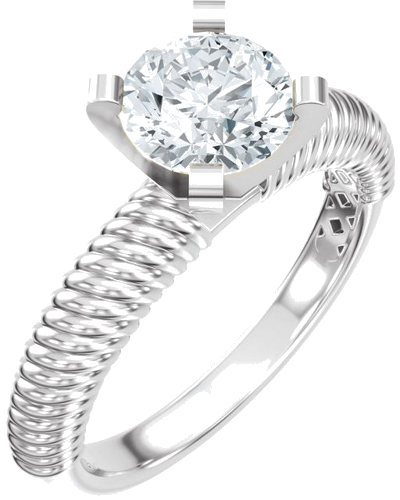 Sužadėtuvių Žiedas „Solitaire Rope“ 14k white gold Round 6.5mm (1)