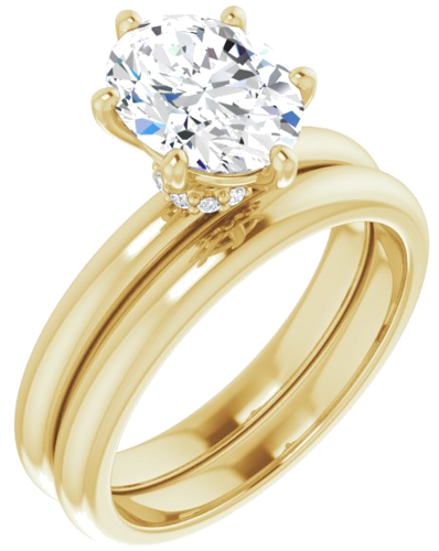 Sužadėtuvių Žiedas „Accented“ 14k yellow gold Oval 9mm x 7mm (6)
