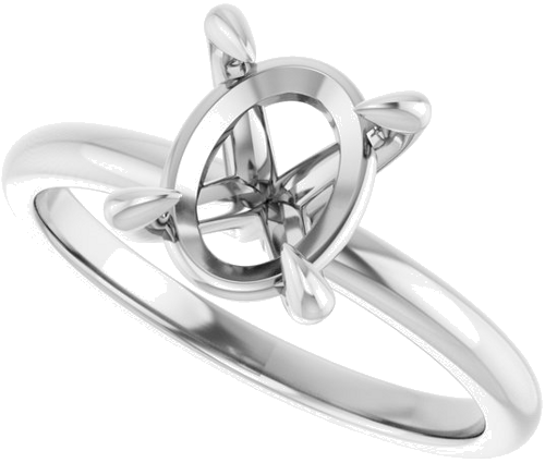 14K White  9x7 mm Oval Solitaire Engagement Ring Mounting (5)