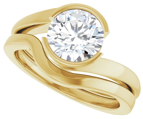 Sužadėtuvių Žiedas „Half-Bezel Solitaire“ 14k yellow gold Round 7.4mm (10)
