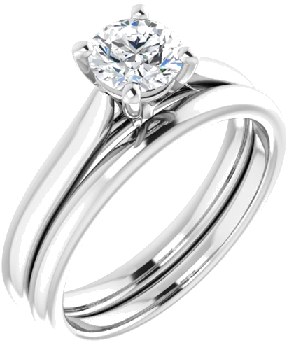 Sužadėtuvių Žiedas „Solitaire“ 585 Baltojo Aukso Round 5.5mm (6)