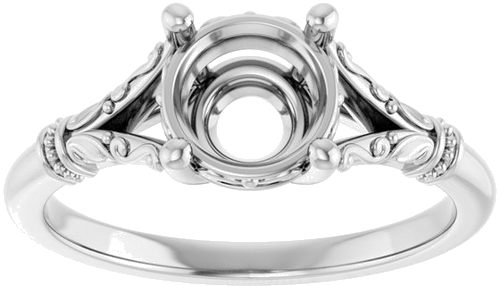 Sužadėtuvių Žiedas „Sculptural“ 10k white gold Round 7mm (3)