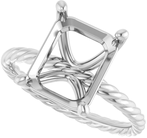 Sužadėtuvių Žiedas „Solitaire Rope“ 14k white gold Emerald 11mm x 9mm (5)