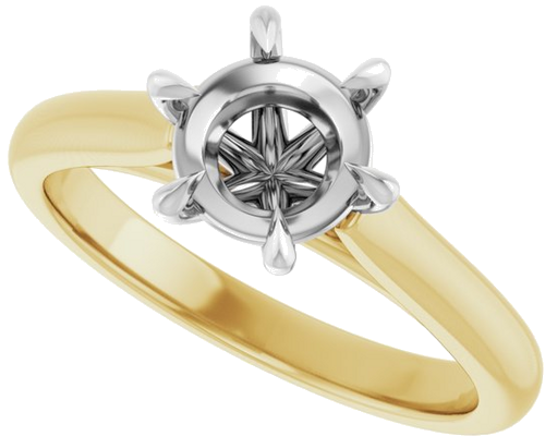 Sužadėtuvių Žiedas „Claw-Prong“ 18k yellow/white gold Round 7mm (5)