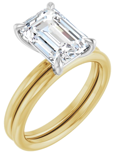 Sužadėtuvių Žiedas „Claw-Prong Solitaire“ 14k yellow/white gold Emerald 10mm x 7mm (6)