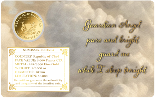 1/1000 oz Guardian Angel 3000 франка Чад златна монета (4)