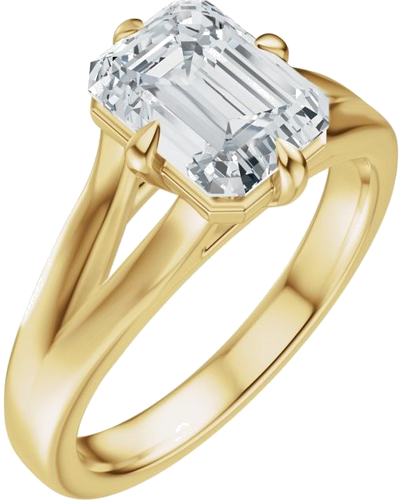 Sužadėtuvių Žiedas „Claw-Prong Split Shank Solitaire“ 14k yellow gold Emerald 8mm x 6mm (1)