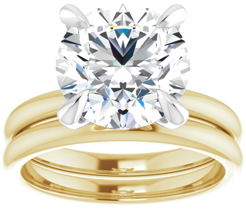 Sužadėtuvių Žiedas „Solitaire“ 585 Baltojo Ir Geltonojo Aukso Round 10mm (8)