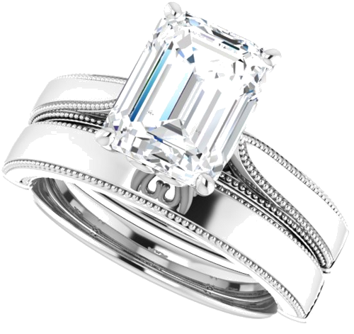 Sužadėtuvių Žiedas „Solitaire“ 14k white gold Emerald 9mm x 7mm (10)
