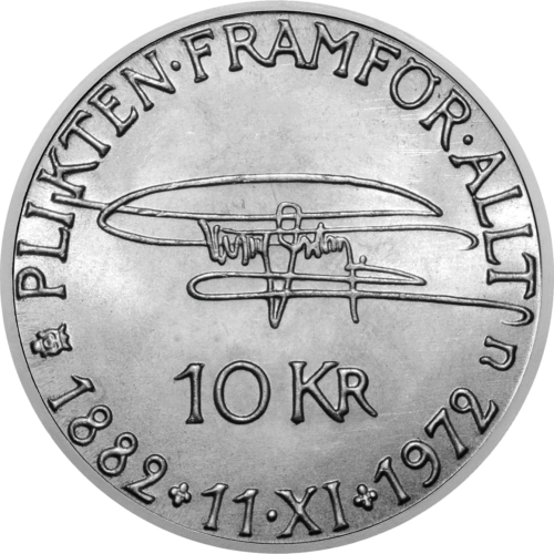 10 kronu Gustava VI jubilejas Zviedrijas sudraba monēta (2)