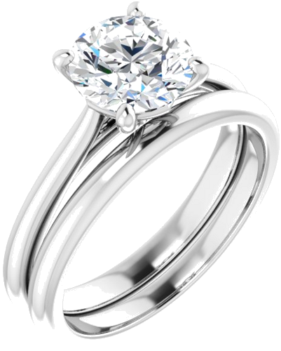 14K White 7.4 mm Round Solitaire Engagement Ring Mounting (6)