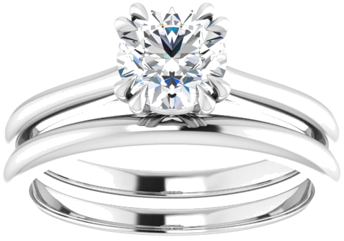 Sužadėtuvių Žiedas „Double Claw-Prong“ 950 Platinos Round 6mm (8)