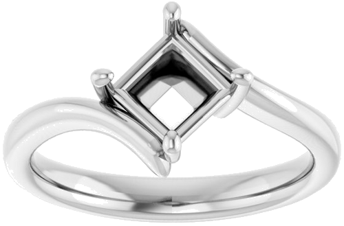 Sužadėtuvių Žiedas „Solitaire Bypass“ 14k white gold Square 5.5mm (3)