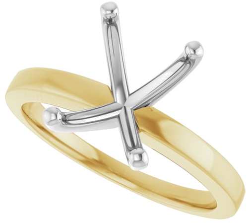 14K Yellow White 9x7 mm Emerald Solitaire Engagement Ring Mounting (5)