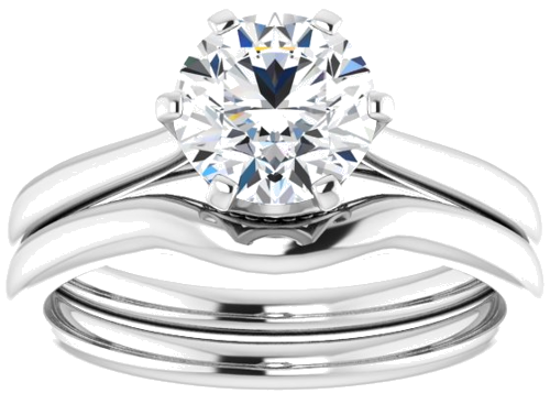 14K White 7 mm Round Engagement Ring Mounting (8)