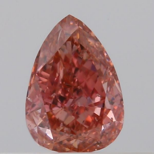 0.25 carat Fancy Intense Orangey Pink-SI2 Natūralus Pear Deimantas (1)