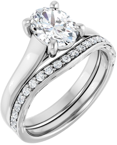 Sužadėtuvių Žiedas „Solitaire“ 585 Baltojo Aukso Oval 8mm x 6mm (6)