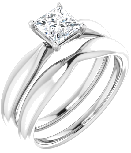 Sužadėtuvių Žiedas „Solitaire“ 585 Baltojo Aukso Square 5mm (6)